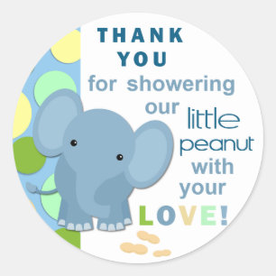 Rond Sticker Baby shower Eléphant Bébé
