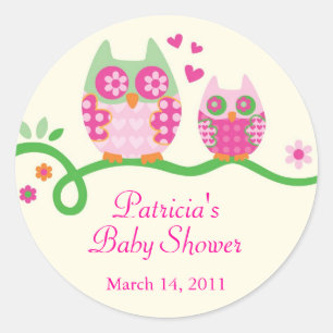 Rond Sticker Baby shower Faveur de Maman et Baby Owl