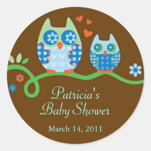 Rond Sticker Baby shower Faveur de Maman et Baby Owl