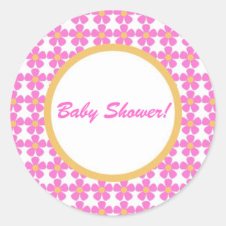 Rond Sticker baby shower Fleurs