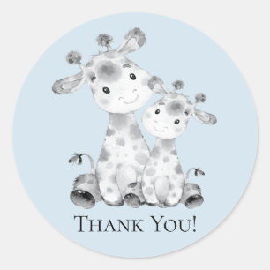 Rond Sticker Baby shower Giraffe Merci Favoriser
