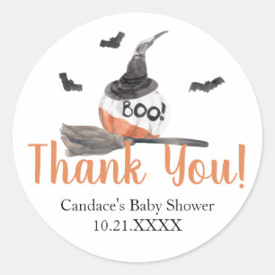 Rond Sticker Baby shower Halloween "A Little Boo"