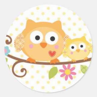 ROND STICKER BABY SHOWER HAPPI TREE OWL