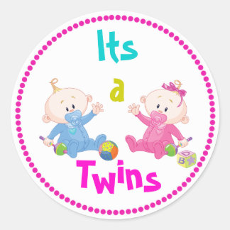 Rond Sticker Baby shower jumeaux