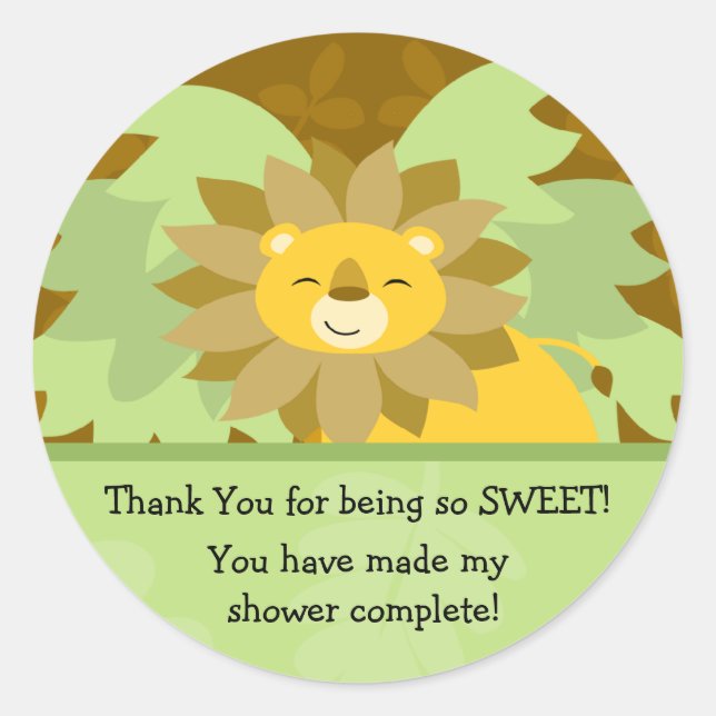 Rond Sticker Baby shower Lion (Devant)