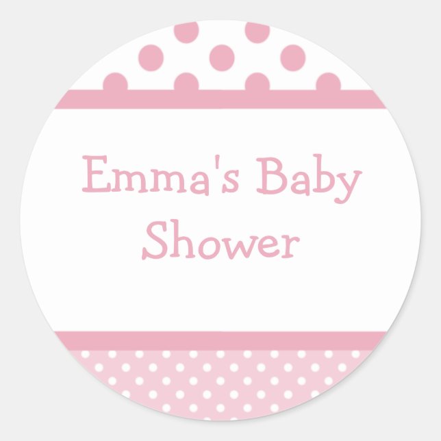 Rond Sticker Baby shower points roses (Devant)