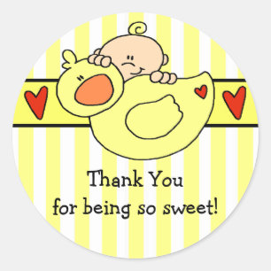 Rond Sticker Baby shower pour bébé et canard de Pékin