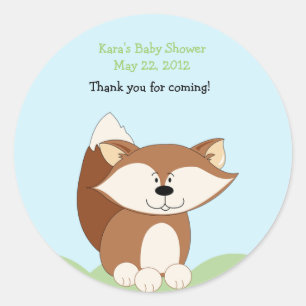 Rond Sticker Baby shower Red Fox Favor