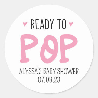 Rond Sticker Baby shower Rose Prêt À Pop