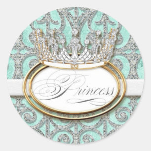 Rond Sticker Baby shower Royal Princess Crown Girl