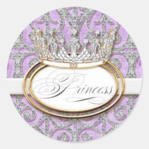 Rond Sticker Baby shower Royal Princess Crown Girl