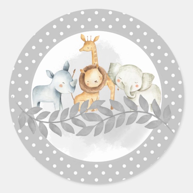 Rond Sticker Baby shower Safari (Devant)