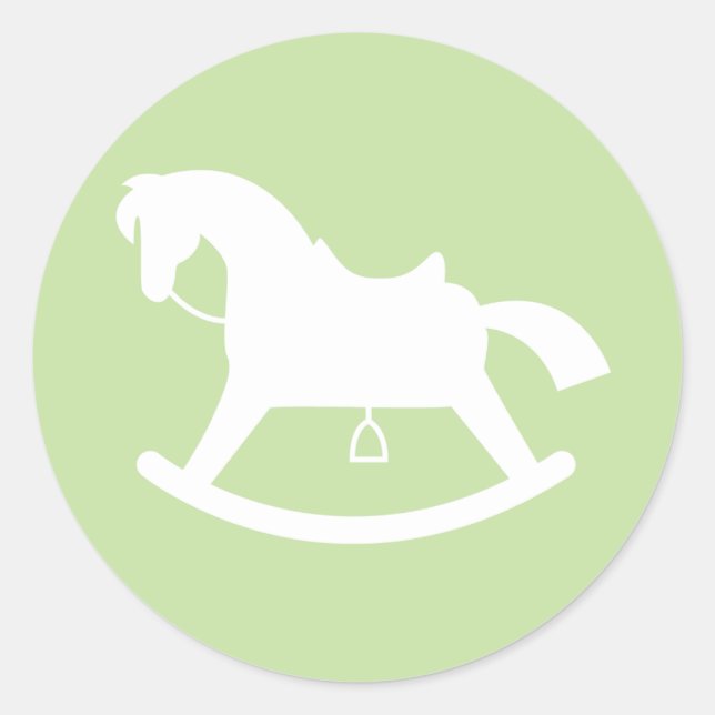Rond Sticker Baby shower Silhouette Cheval Rocailleur V (Devant)