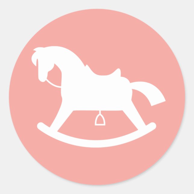 Rond Sticker Baby shower Silhouette Cheval Rocheux rose (Devant)