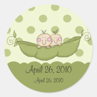 Rond Sticker Baby shower Sweet Little Pea Twins