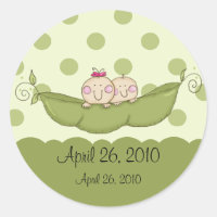 Sticker Baby shower Sweet Little Pea Twins