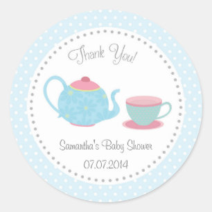 Rond Sticker Baby shower Tea Set Pink Blue Polka Dot