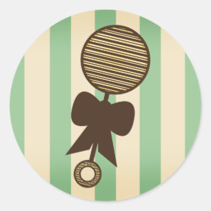 Rond Sticker Baby shower vert - Bateau Vintage
