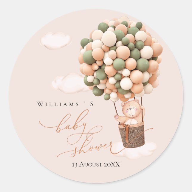 Rond Sticker Baby shower vert brun (Devant)