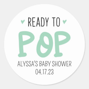 Rond Sticker Baby shower Vert Prêt À Pop