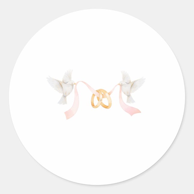 Rond Sticker bague de mariage et oiseaux (Devant)