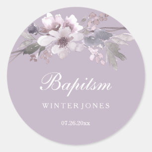 Rond Sticker Baptisant Purple Floral