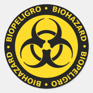 Rond Sticker bilingue biinguistique jaune et noir