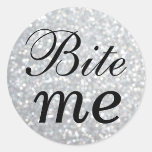 Rond Sticker Black and Silver Bite Me