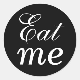 Rond Sticker Black and White Eat Me