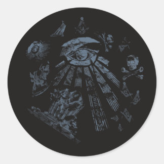 Rond Sticker Black Masonic Imaginaire bleu