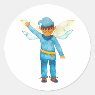 Rond Sticker bleu elf joyeux