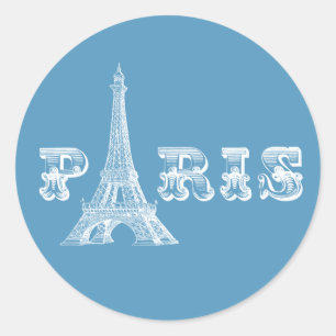 Rond Sticker bleu Tour Eiffel
