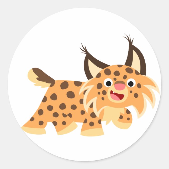 Rond Sticker Bobcat Facétitif Cute (Devant)