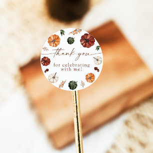 Rond Sticker Boho Fall Citrouille Merci Favoriser