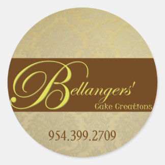 Rond Sticker Brown Gold Damask
