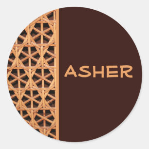 Rond Sticker Brown Wicker Stars