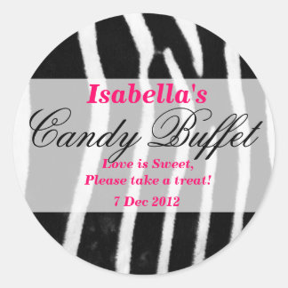 Rond Sticker Buffet de bonbons imprimé Zebra