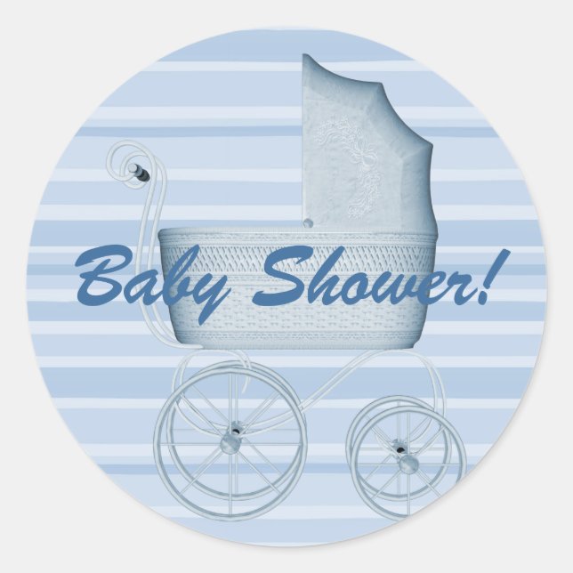 Rond Sticker Buggy Stripes baby shower (Devant)