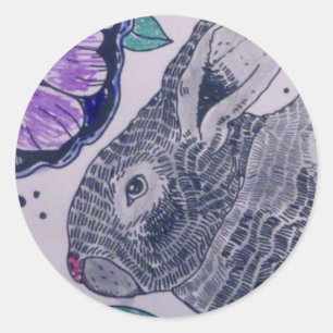 Rond Sticker BUNNIES DANS LE JARDIN