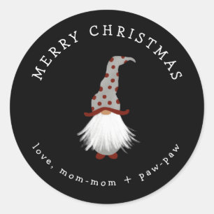 Rond sticker cadeau de Noël Little Gnome