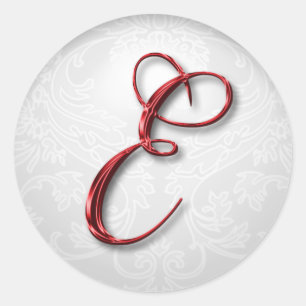Rond Sticker cadeau de Noël Monogramme rouge