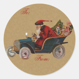 Rond sticker cadeau de Noël vintage