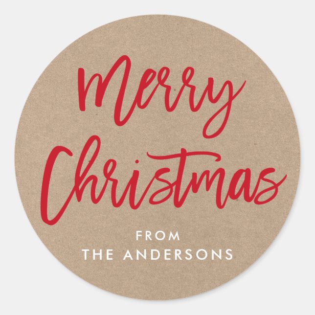 Rond Sticker cadeau Kraft de Noël (Devant)