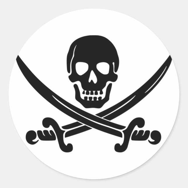 Rond Sticker Calico Jack Skull & Swords (Devant)