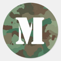Sticker Camo Vert avec Monogramme Blanc Gras
