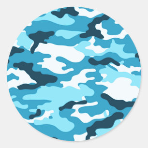 Rond Sticker camouflage bleu