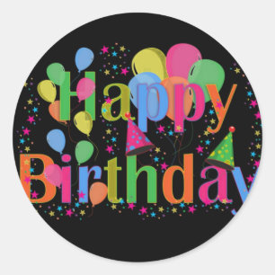 Rond Sticker Carré des ballons d'anniversaire heureux