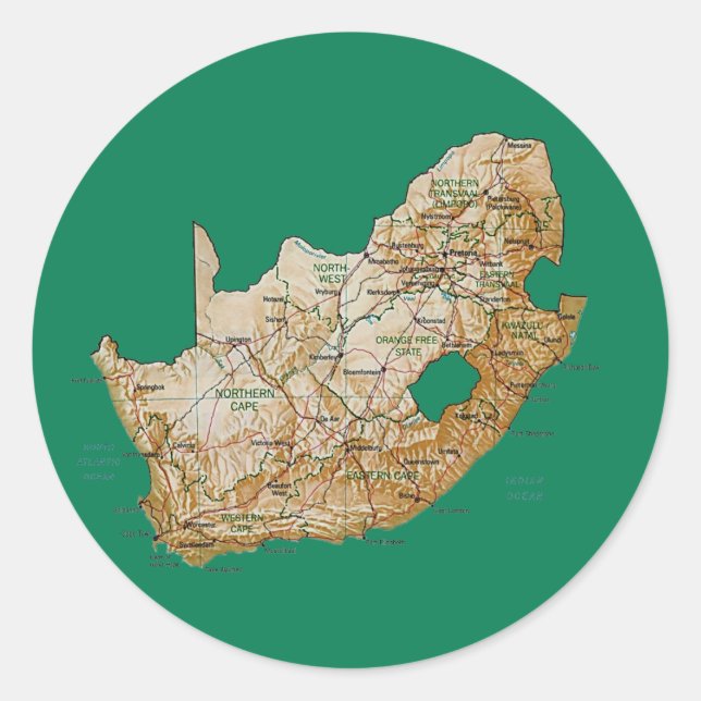 Rond Sticker Carte Afrique du Sud (Devant)