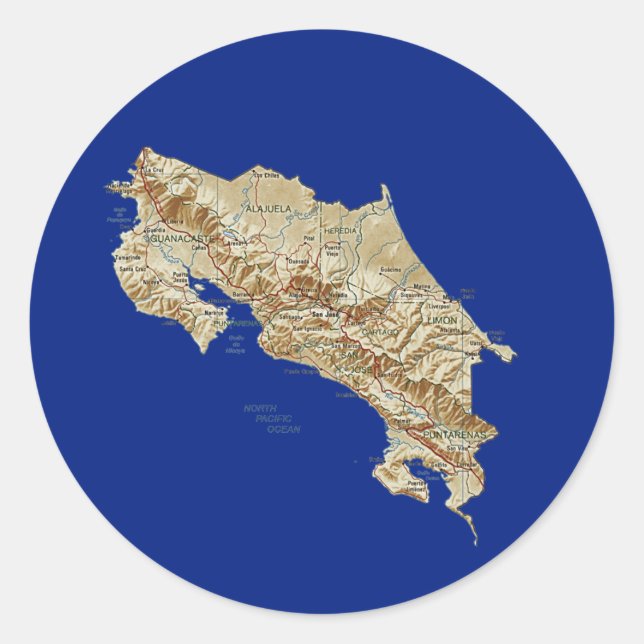 Rond Sticker Carte Costa Rica (Devant)