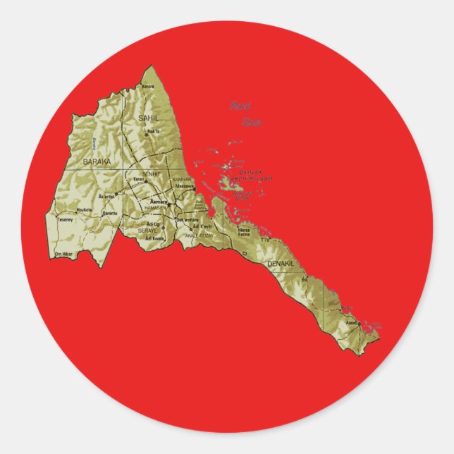 Rond Sticker Carte Erythrée (Devant)